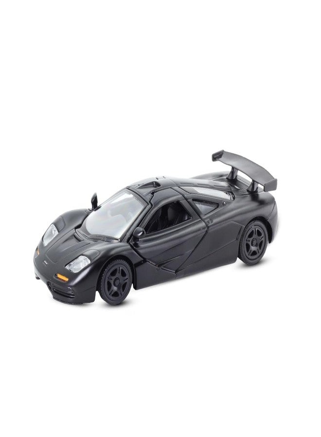 آر إم زد سيتي سيارة ماكلارين إف 1 موديل 1992 من آر إم زد سيتي، مصنوعة من المعدن المصبوب، مقاس 5 بوصات، بمقياس 1:34 | سيارة مرخصة قابلة للتحصيل مع أبواب قابلة للفتح وآلية سحب للخلف | سلسلة عالمية للأطفال ومحبي السيارات | أسود مطفي - Image 1